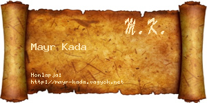 Mayr Kada névjegykártya